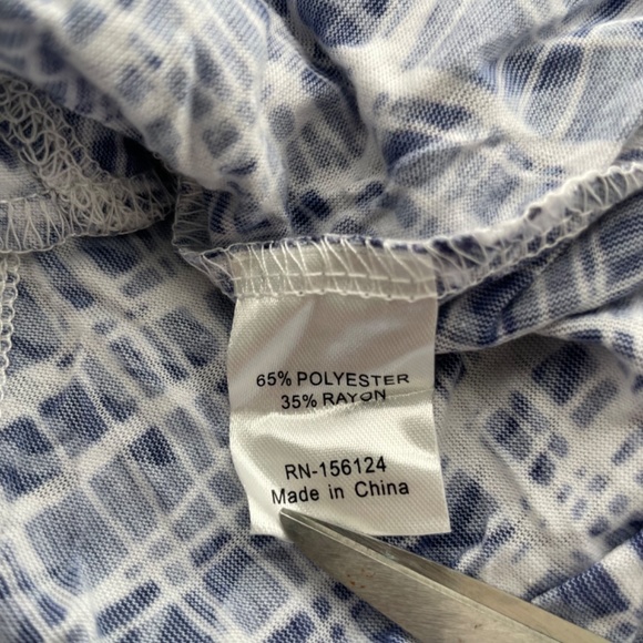 SHANA Women's Size XS Blue White Dress Elbow Sleeves Handkerchief Hem Modest - Picture 6 of 7